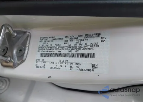 2014 Ford Escape Titanium из США, поврежденный, VIN 1FMCU9J96EUC77668